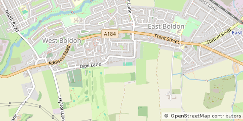 Map of East Boldon, Tyne and Wear