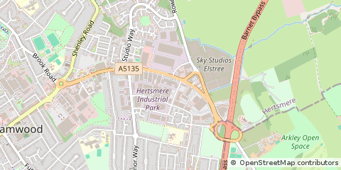 Map of Borehamwood, Hertfordshire