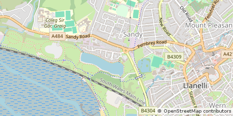 Map of Llanelli, Carmarthenshire