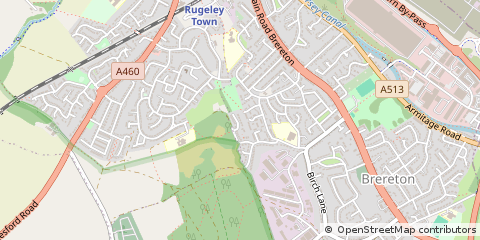 Map of Rugeley, Staffordshire