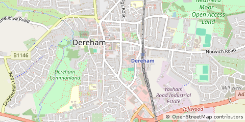 Map of Dereham, Norfolk