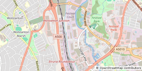Map of Stoke on Trent, Staffordshire