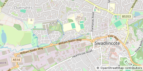 Map of Swadlincote, Derbyshire