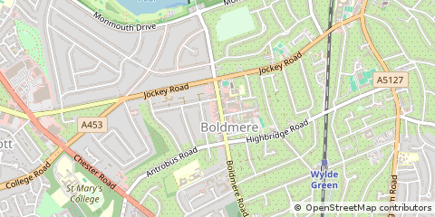 Map of Sutton Coldfield, West Midlands
