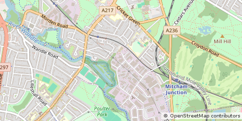Map of Mitcham, Surrey