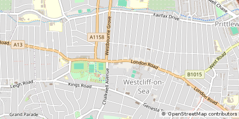Map of Westcliff on SEA, Essex