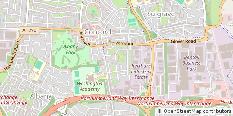 Map of Washington, Tyne and Wear