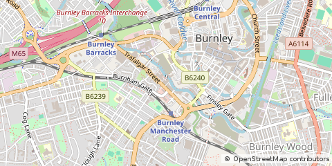 Map of Burnley, Lancashire