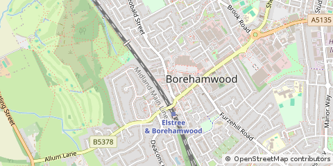 Map of Borehamwood, Hertfordshire