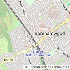 Map of Borehamwood, Hertfordshire