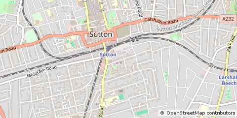 Map of Sutton, Surrey