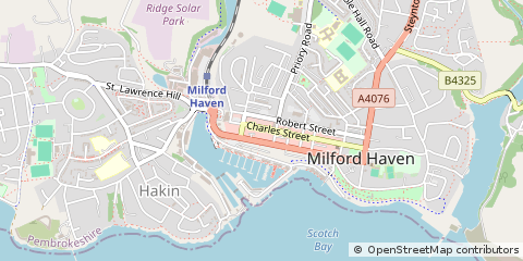 Map of Milford Haven, Pembrokeshire