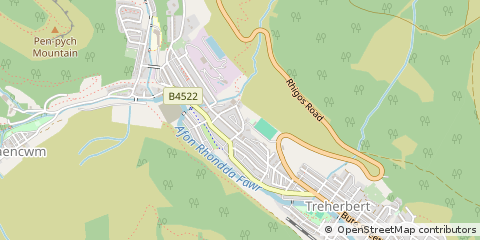 Map of Treherbert, Rhondda Cynon Taff