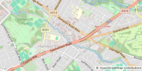 Map of Hanworth, Middlesex
