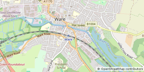 Map of Ware, Hertfordshire