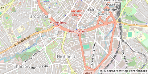 Map of Sheffield, South Yorkshire
