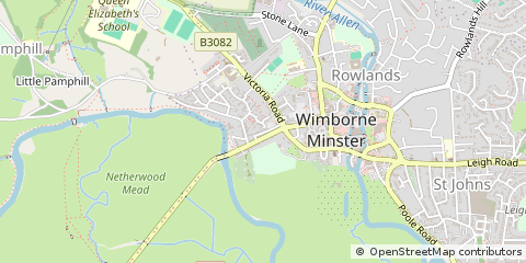 Map of Wimborne, Dorset