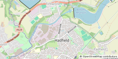 Map of Glossop, Derbyshire