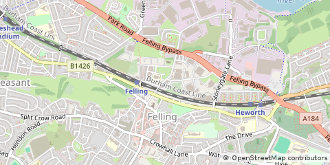 Map of Gateshead, Tyne and Wear