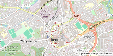 Map of Redditch, Worcestershire