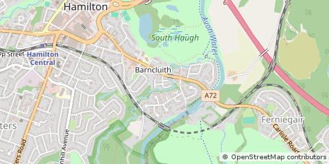 Map of Hamilton, Lanarkshire