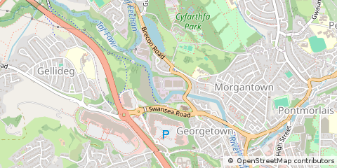 Map of Merthyr Tydfil, Rhondda Cynon Taff