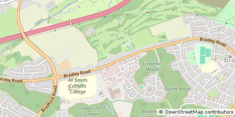 Map of Huddersfield, West Yorkshire
