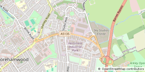 Map of Borehamwood, Hertfordshire