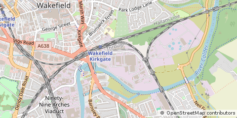 Map of Wakefield, West Yorkshire