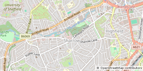 Map of Sheffield, South Yorkshire
