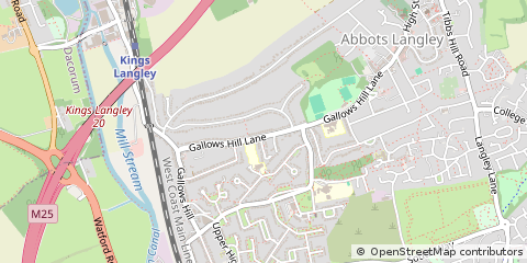 Map of Abbots Langley, Hertfordshire