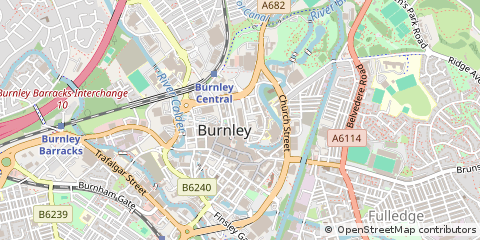 Map of Burnley, Lancashire