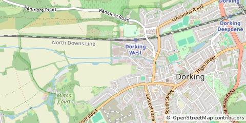 Map of Dorking, Surrey