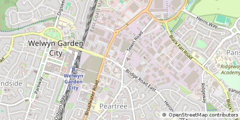 Map of Welwyn Garden City, Hertfordshire