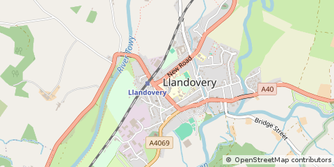 Map of Llandovery, Dyfed