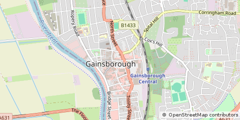 Map of Gainsborough, Lincolnshire
