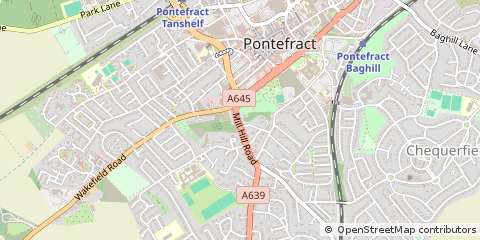 Map of Pontefract, West Yorkshire