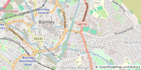 Map of Burnley, Lancashire