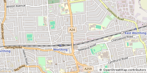 Map of Worthing, West Sussex