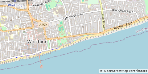 Map of Worthing, West Sussex