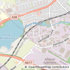 Map of Mansfield,, Nottinghamshire,