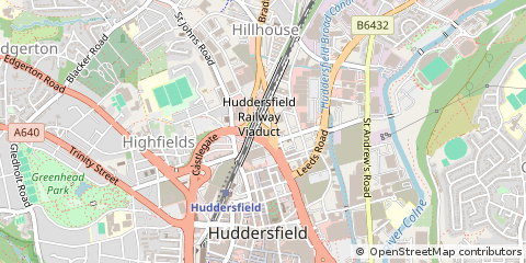 Map of Huddersfield, West Yorkshire