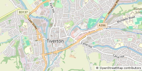 Map of Tiverton, Devon