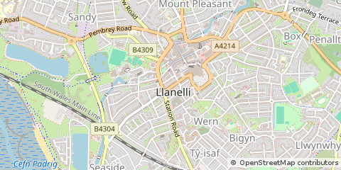 Map of Llanelli, Dyfed