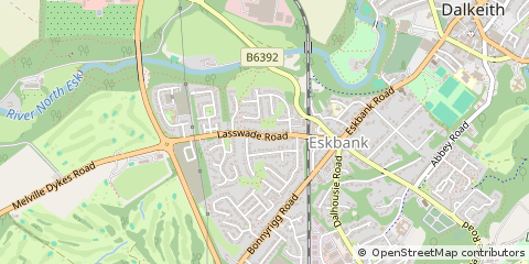 Map of Dalkeith, Midlothian