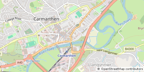 Map of Carmarthen, Carmarthenshire