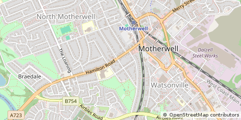 Map of Motherwell, Lanarkshire