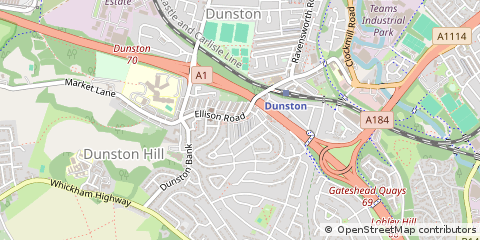 Map of Gateshead, Tyne & Wear