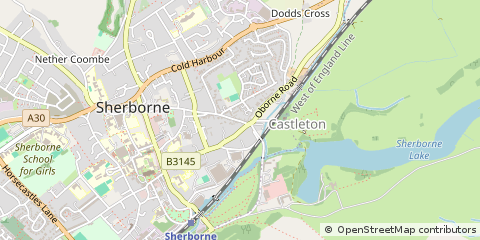 Map of Sherborne, Dorset