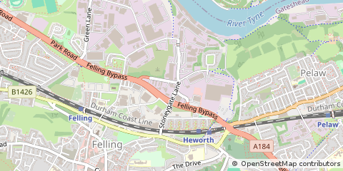 Map of Gateshead, Tyne and Wear